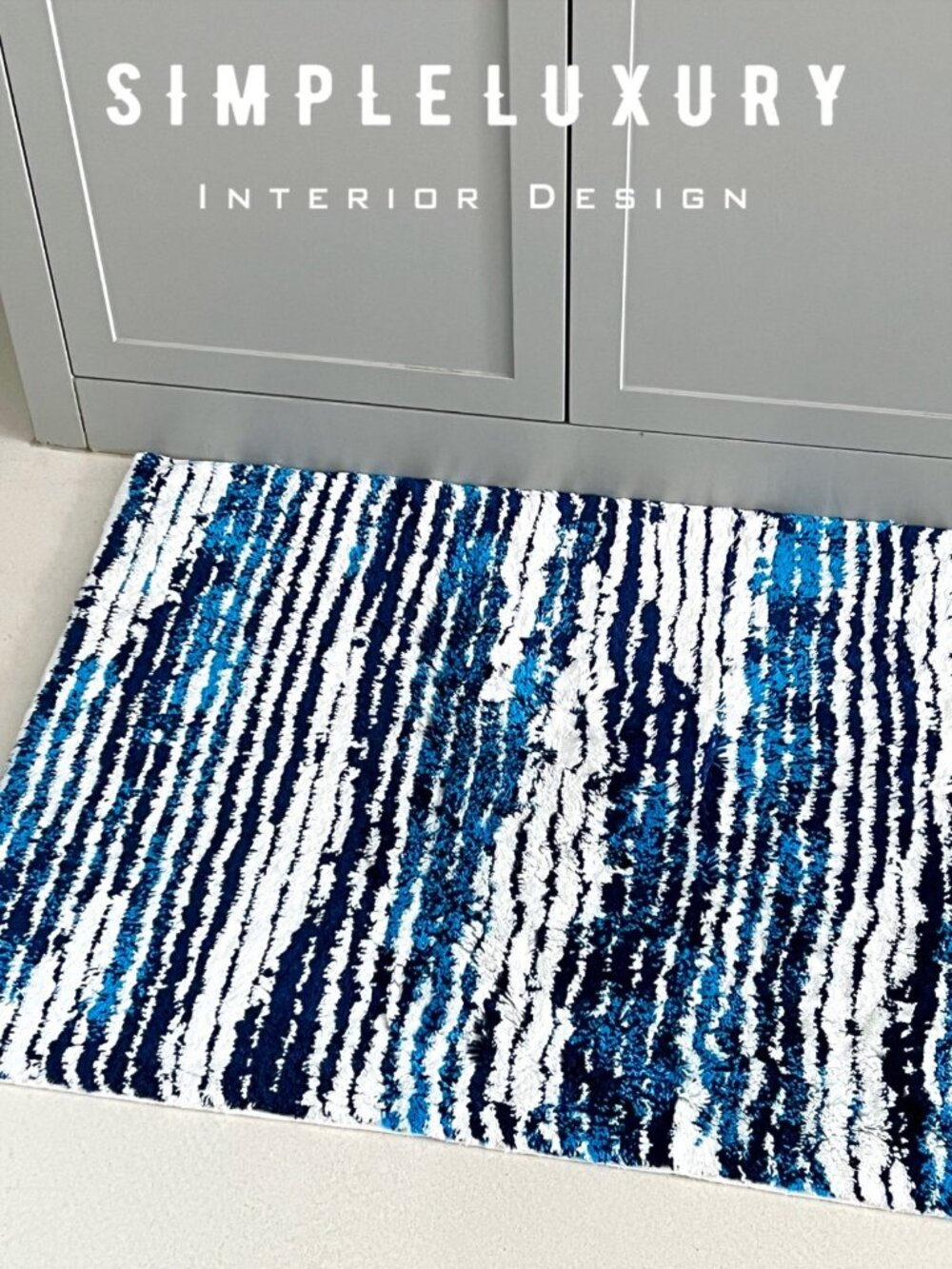 Discontinued Brand New ABYSS & HABIDECOR Jay Blue Waves Bath Rug 23"X39"